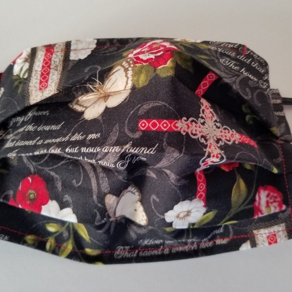 Hand Crafted "Amazing Grace" Face Mask Adult/Teen with Nose Wire - Picture 3 of 6